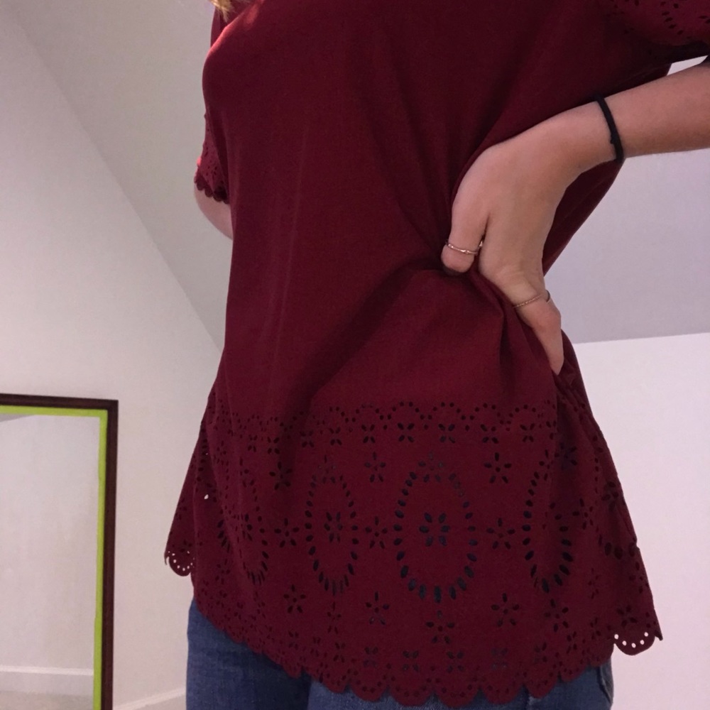 Burgundy Short Sleeve Blouse